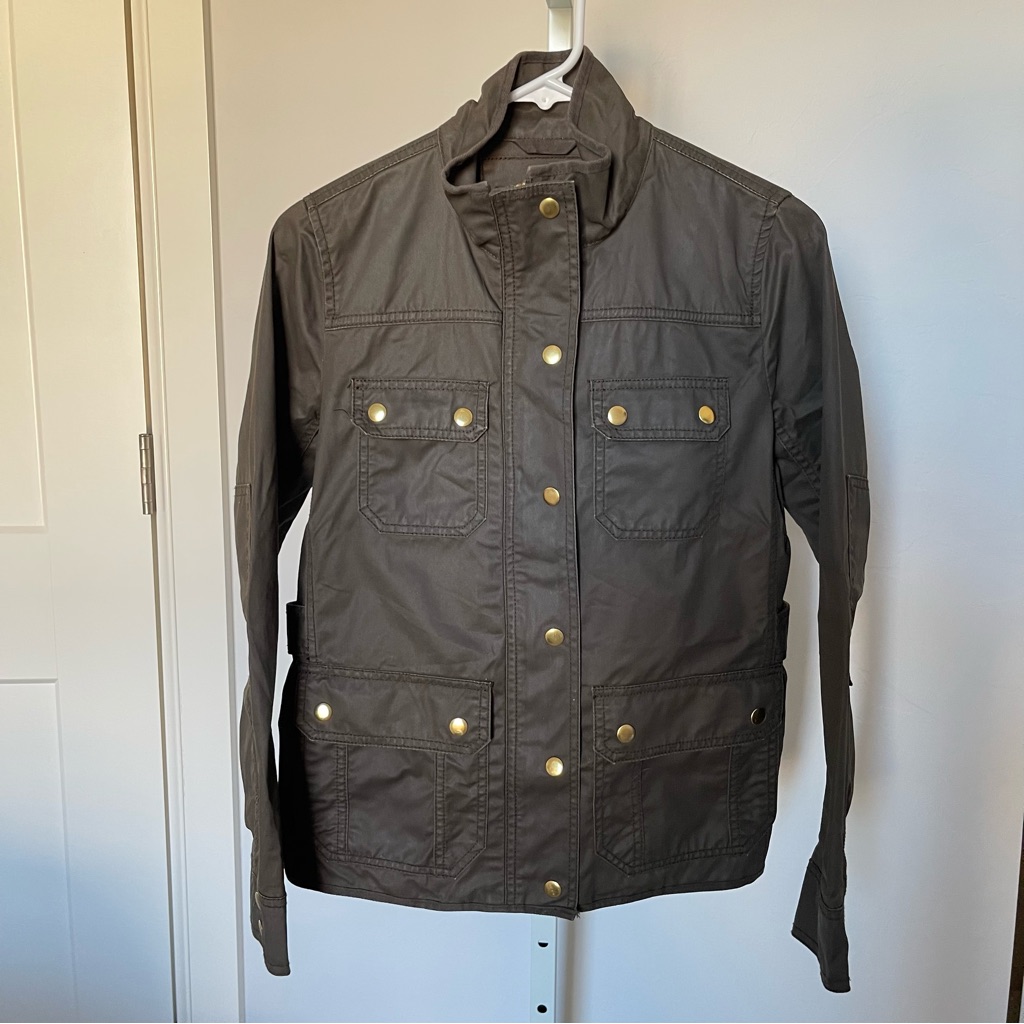 J. Crew Field Jacket Waxed Olive Xs